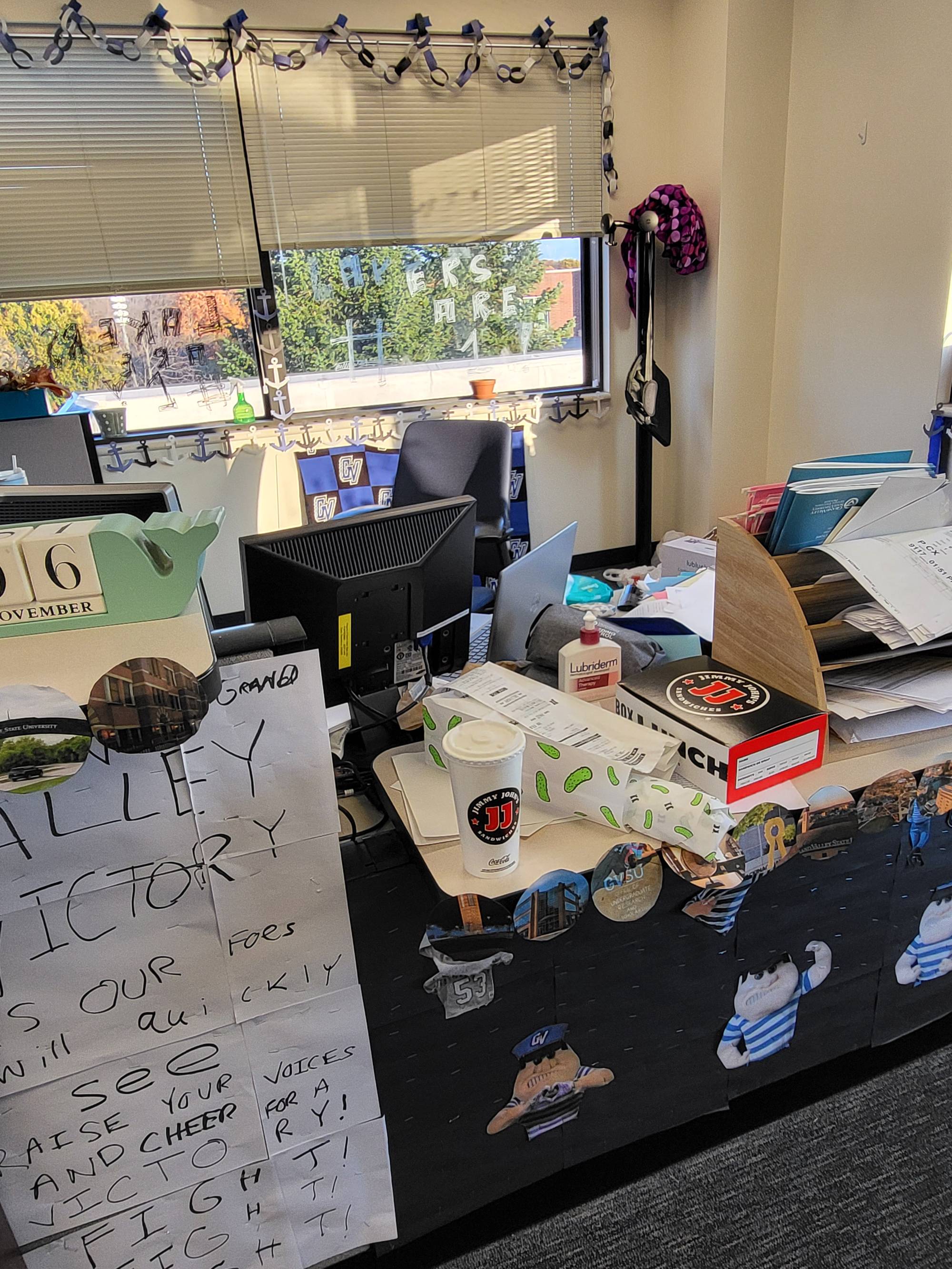 Philosophy department Homecoming decor, front desk